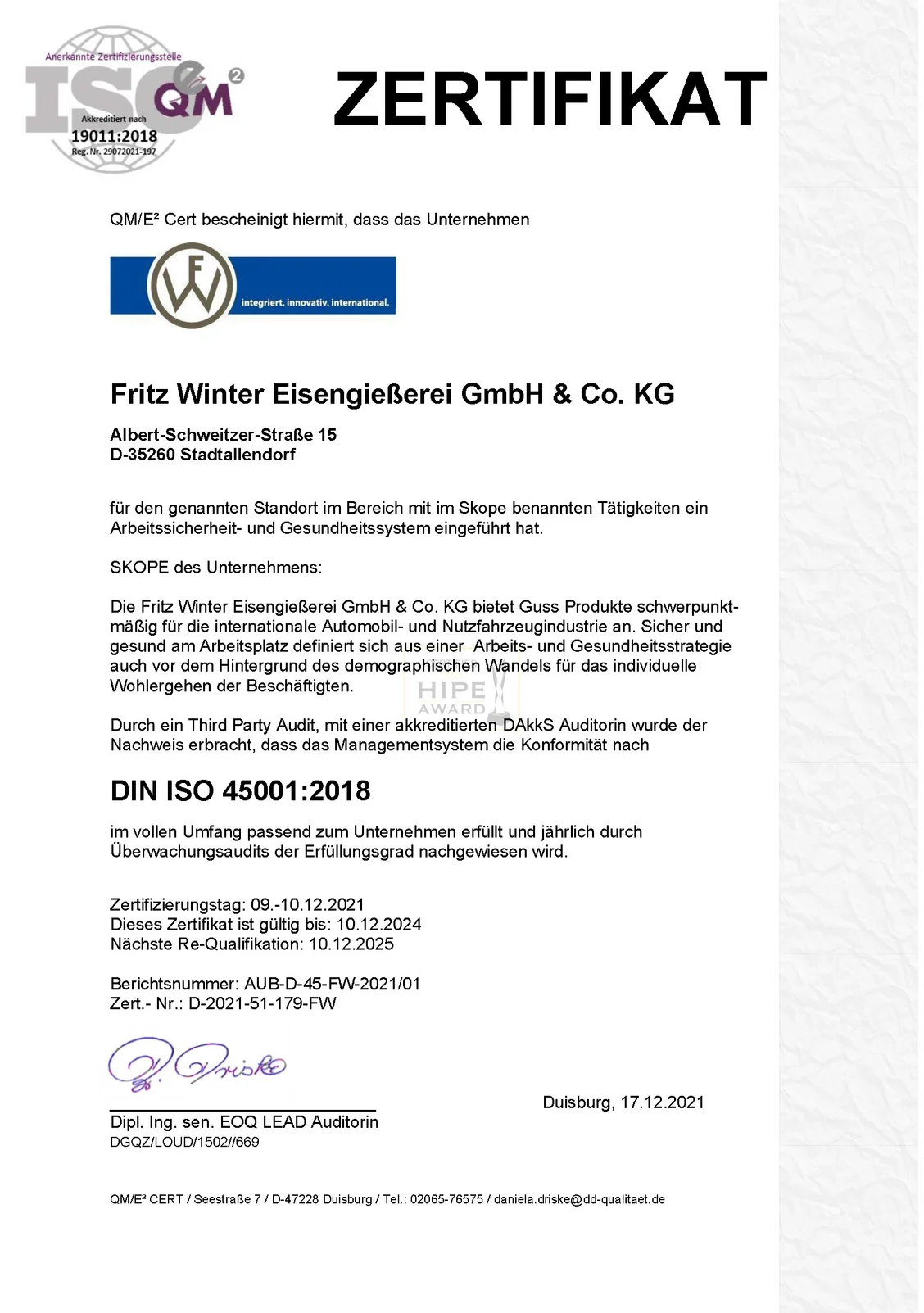 news_erstzertifizierung_iso45001_zertifikat